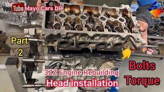 3ZZ 1.6L Engine Rebuilding || Head Gasket Installation And Bolts Torque Of Toyota Corolla