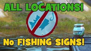 Все знаки рыбалка запрещена фортнайт Камэо и Эстрада / Where to Find Fortnite No Fishing Signs