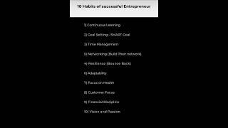 10 Habits of successful entrepreneur #successmindset #motivation #shorts