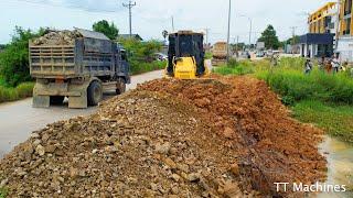 First Opening New Project Filling Huge Land Use Operator Skill DR51PX Dozer & Dump Truck5T Unloading