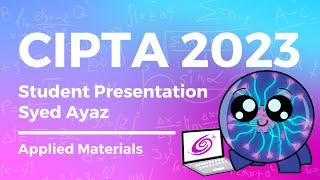 Corporate Internship Plasma Training in Alabama - Syed Ayaz Student Presentation