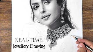 How to Draw Realistic Jewellery Drawing | REAL-TIME Process.