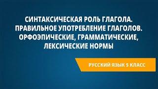 Синтаксическая роль глагола. Правильное употребление глаголов. Орфоэпические, грамматические нормы