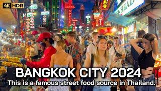  4K HDR | Night Walk The Best Street Food Chinatown Thailand | Bangkok Walk 2024