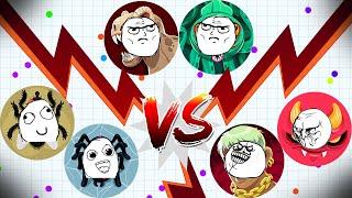 TEAM NOOB  vs TEAM HACKER  vs TEAM PRO - Agar.io mobile