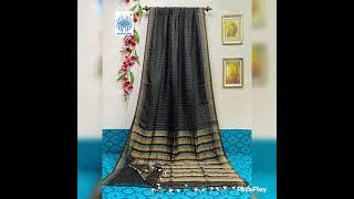 Handloom Pure Linen All over golden and silver checks saree #shorts  #reels #ytshorts #handmade