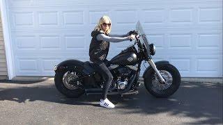 HOT GIRL RIDING! Harley Davidson Softail Slim w/ Bassani FireSweep Exhaust - Ride and Rev