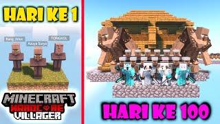 AKU BERTAHAN HIDUP 100 HARI JADI VILLAGER VS 100 YOUTUBER DI SURVIVAL HARDCORE SKYBLOCK MINECRAFT !