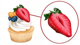 How to draw a realistic strawberry: Color pencil tutorial