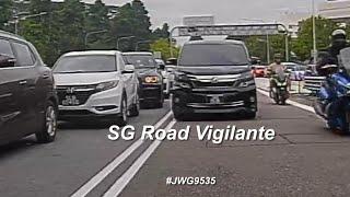 19jun2025 woodland viaduct malaysia toyota vellfire  #JWG9535 cut queue crossing double white line