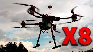 Соосный октокоптер на контроллере PixHawk испытание X8 Quadcopter H4 Alien 680