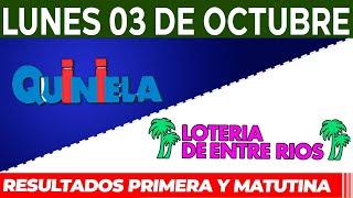 Quinielas Primera y matutina de Córdoba y Entre Ríos, Lunes 3 de Octubre