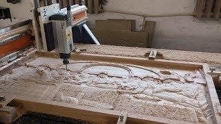 Large carved panel of the Last Supper with CNC. Панно Тайная Вечеря