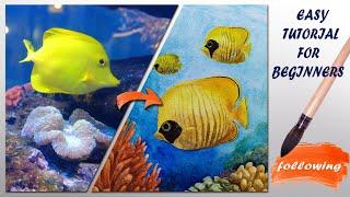 Watercolor painting tutorial - Yellow Fish - (Beginner to Intermediate)