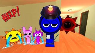 Little Pinki, Durple and Mr Sun is afraid of Angry Nightmare Mr Sun so I Called Police Jevin in Gmod
