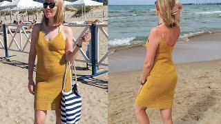 Женское пляжное платье/сарафан крючком. Women's beach dress crochet.