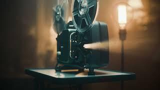 vintage movie projector in a dimly lit room   Stock Video Footage 4K 4K