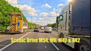 Sunny afternoon scenic drive M54 M6 M42 & A42 in 4K