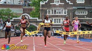 Melissa Jefferson-Wooden sets 100m WORLD LEAD in Grand Slam Philly short sprints sweep | NBC Sports