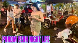 CAMBODIA  Nightlife PHNOM PENH  Street 308 scene | Phnom penh walking tour under rain