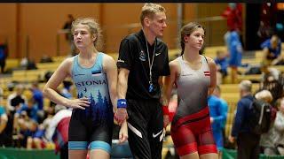 U17 Santa Zarkevica (LAT) vs Kärol Tamson (EST) 62kg. Womens girls youth wrestling.