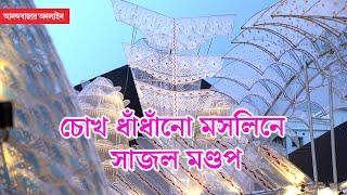 Durga Puja 2024 | মসলিনে জড়ানো দমদম পার্ক ভারতচক্রের পুজো