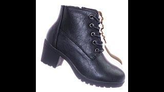 Plus12 Block Heel Combat Bootie - Chunky Military Chic Lace Up Ankle Boots