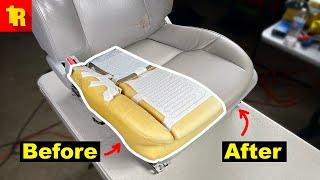 Before And After LEATHER SEAT RESTORATION With SEAT FOAM REPAIR!!