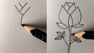 Flower in 1 Minute! How to Draw a Flower Easy Way | Pencil Sketch