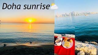 Sunrise at Doha Corniche |Qatar |Corniche| Vlog-1| malayalam| fork n knife journey