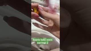 diy earrings ️ #ty #beaniebaby #inchworm #shrinkplastic #nostalgia #worm #diy #earrings