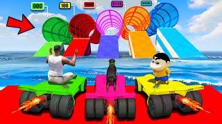 SHINCHAN AND FRANKLIN TRIED THE IMPOSSIBLE MULTI TUNNEL SEA CAR PARKOUR CHALLENGE GTA 5