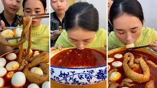 mukbang: intestine eggs soup