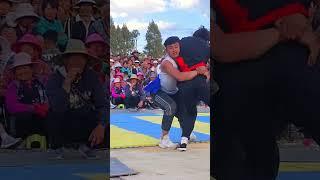 Both strong girl vs boy mixed freestyle traditional wrestling match fight kushti