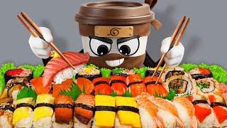 OMG Assassino Ninja MUKBANG Sushi Buffet IRL Wasabi Brain Blast! Stop Motion Clay