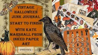 LIVE Craft with Me Vintage Halloween Fall Junk Journal Constructing Cover Ring Bound Mixed Media Art