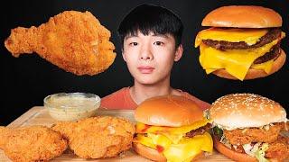 ASMR FRIED CHICKEN + DOUBLE CHEESEBURGER + FRIED CHICKEN BURGER  (Eating Sound) | MAR ASMR