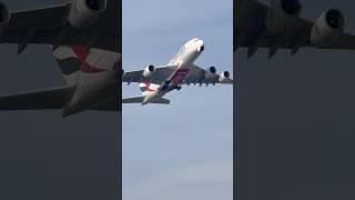Mighty Emirates Airbus A380 taking off from Heathrow Airport ️ #emirates #airbus #takeoff