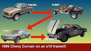 Putting a Classic Car on a Truck Frame in 20 Minutes!! 1969 Chevy Corvair on s10 Chassis!