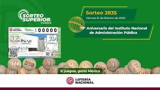 SORTEO SUPERIOR No. 2835: 70 Aniversario del INAP