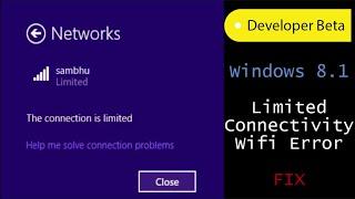 Limited Connectivity Wifi Error - Windows 8.1 - Onephin