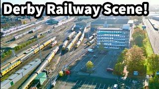 360° AERIAL VIEWS of DERBY RTC, Works, Etches Park DMU Depot & Station!