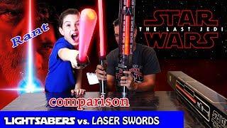 Star Wars Lightsabers vs Laser Swords Comparison! The Last Jedi Disaster