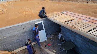 "Bathroom and toilet ceiling covering with tiles and house ceiling decoration with pallets"