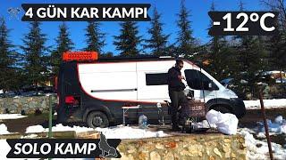 -12 SNOW CAMP | 4 DAYS SINGLE SNOW CAMP | SINGLE CAMPİNG | CARAVAN LIFE #solobushcraft