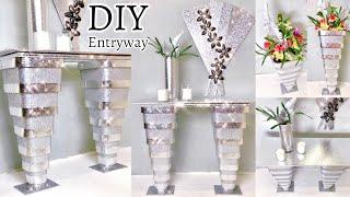 WowAmazing DIY Glamorous Shimmering Tall Entryway Table Using Food Storage Containers  Decor 2022