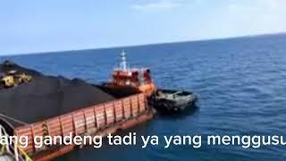 Proses Bongkar muat Batu Bara ke vessel di muara laut