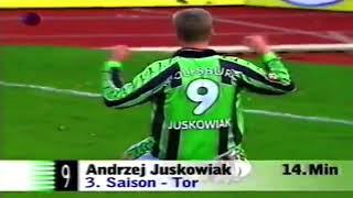 Andrzej Juskowiak gole Wolfsburg - Borussia M. 7-1 Bundesliga 07.11.1998