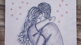 Hugged Couple drawing / Valentine's day drawing  / Sarılan sevgili çizimi / Sevgililer günü çizimi