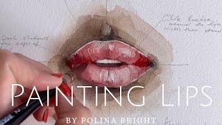 Painting lips with watercolor |Demonstration